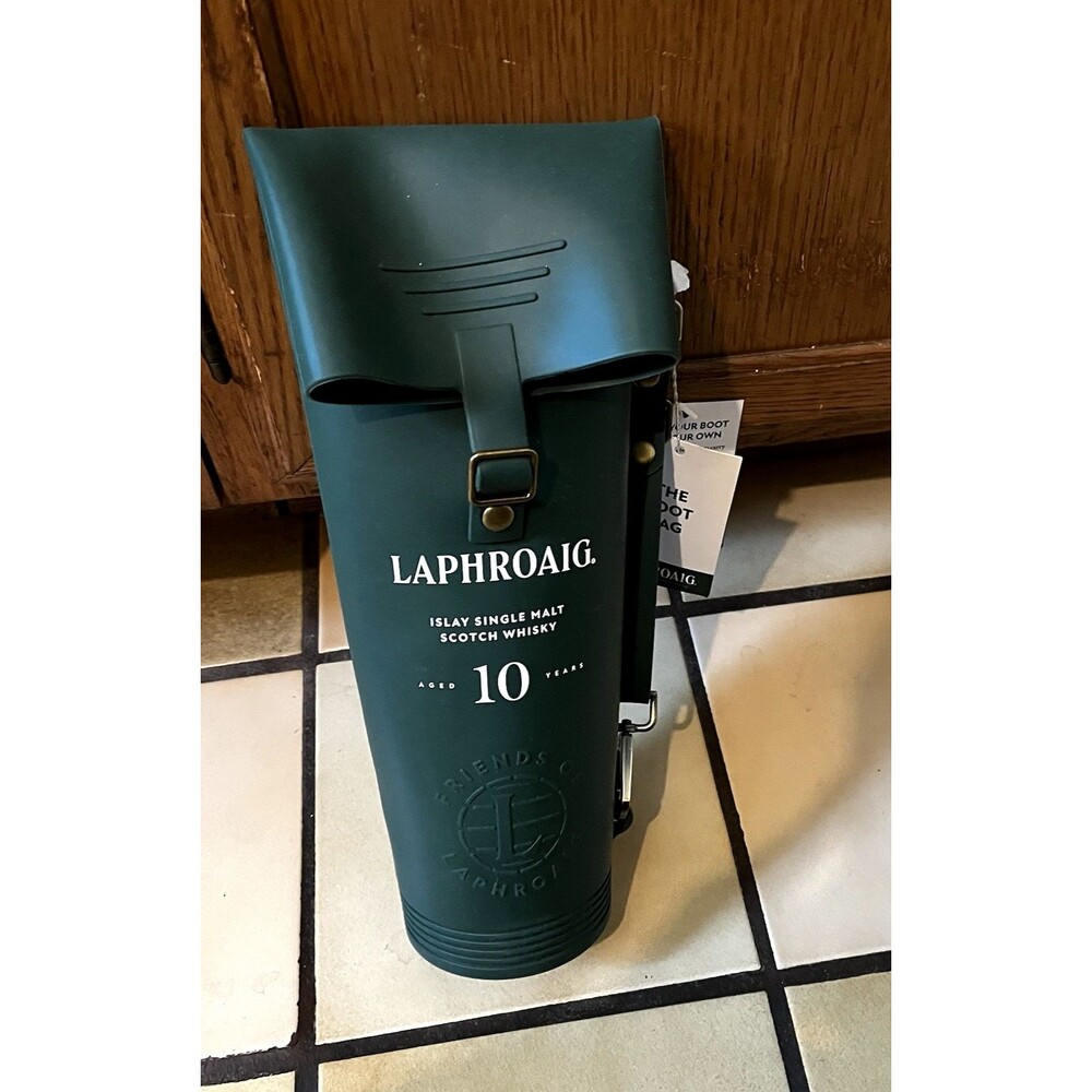 Laphroaig Scotch Whiskey Rubber Boot Bag Carry Case Green Festival Picnic Summer